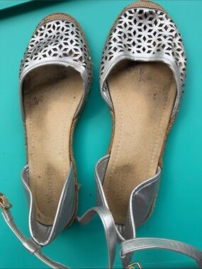 Wanted Silver Cutout Espadrille Sandals